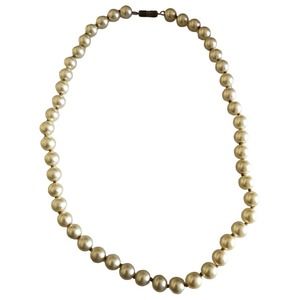 Ivory Cream Authentic Freshwater Pearl Necklace Hand Knotted 6.5MM 19”